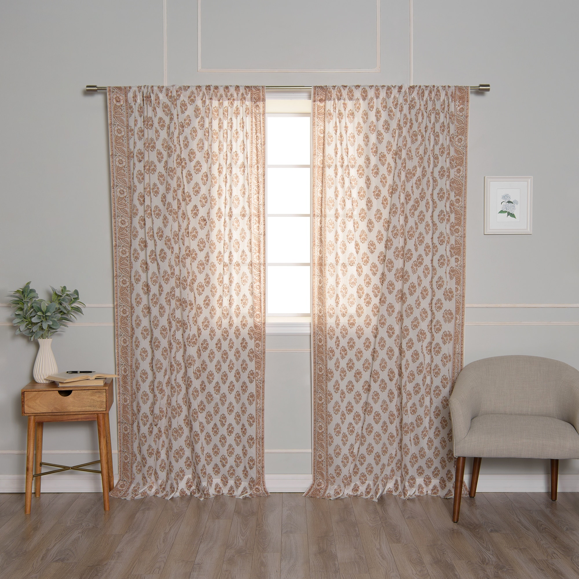 Aurora Home Floral Medallion Cotton Voile Curtains - 84 - Walmart.com