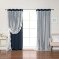 thumbnail image 1 of Aurora Home  Gathered Tulle Overlay Blackout Curtain Panel Pair Navy 52"W x 96"L 96 Inches, 1 of 5