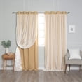 thumbnail image 1 of Aurora Home  Gathered Tulle Overlay Blackout Curtain Panel Pair Wheat 52"W x 108"L 108 Inches, 1 of 5