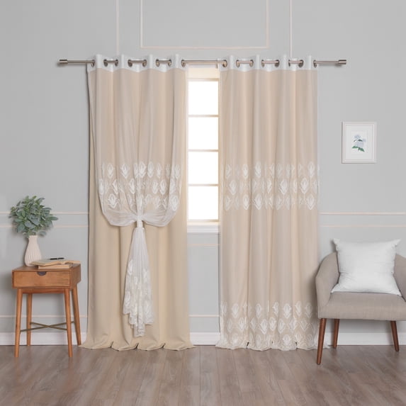 Aurora Home Mix and Match Trellis Cut Out Curtains Beige 96 96 Inches