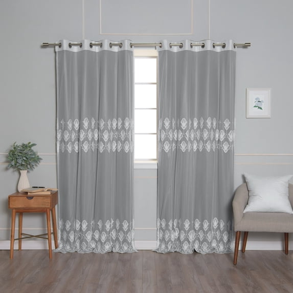 Aurora Home Mix and Match Trellis Cut Out Curtains Grey 96 96 Inches