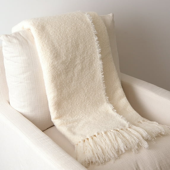 Aurora Home Plush Touch Fringe Throw IVORY