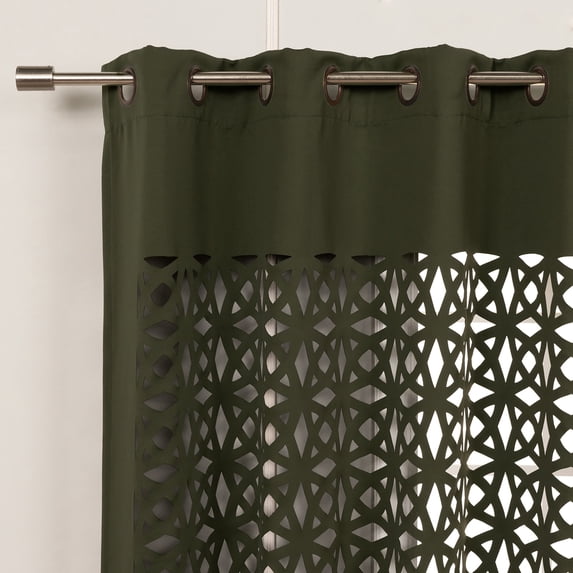 Aurora Home Trellis Cut Out Curtains Moss