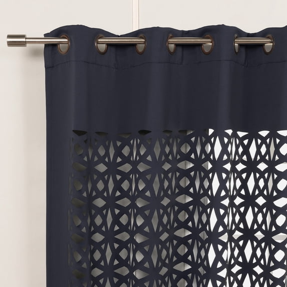 Aurora Home Trellis Cut Out Curtains Navy