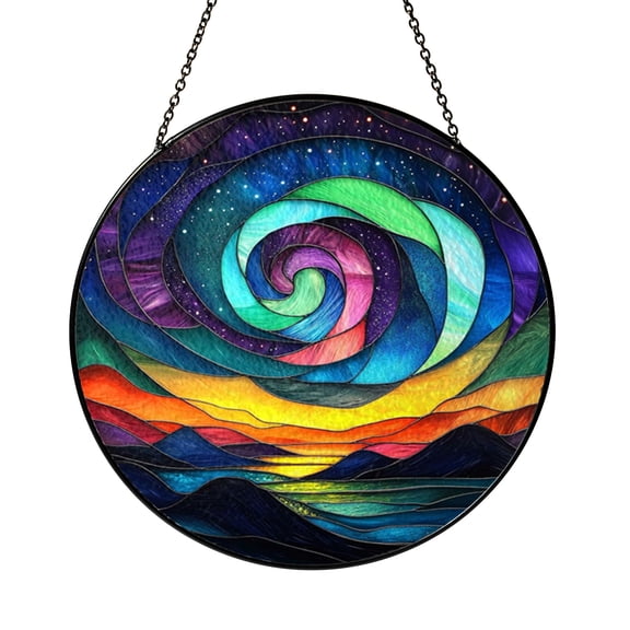 Aurora Inspired Stained Glass Window Panel – Decorative Accent