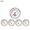 thumbnail image 1 of Aurora Instruments  5 Gauge Set - SAE DECO by T White - Orange Vintage Needles - Chrome Trim Rings ~ Style Kit Installed, 1 of 1