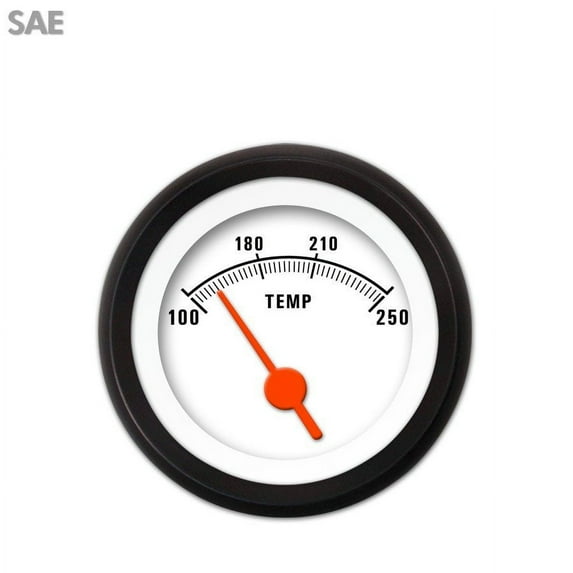 Aurora Instruments GAR1108ZE by LACAH Water Temp Gauge - SAE Muscle White , Orange Vintage Needles, Black Trim Rings ~ Style Kit Installed