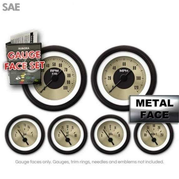 Aurora Instruments GARFE3 Gauge Face Set - SAE American Classic Gold