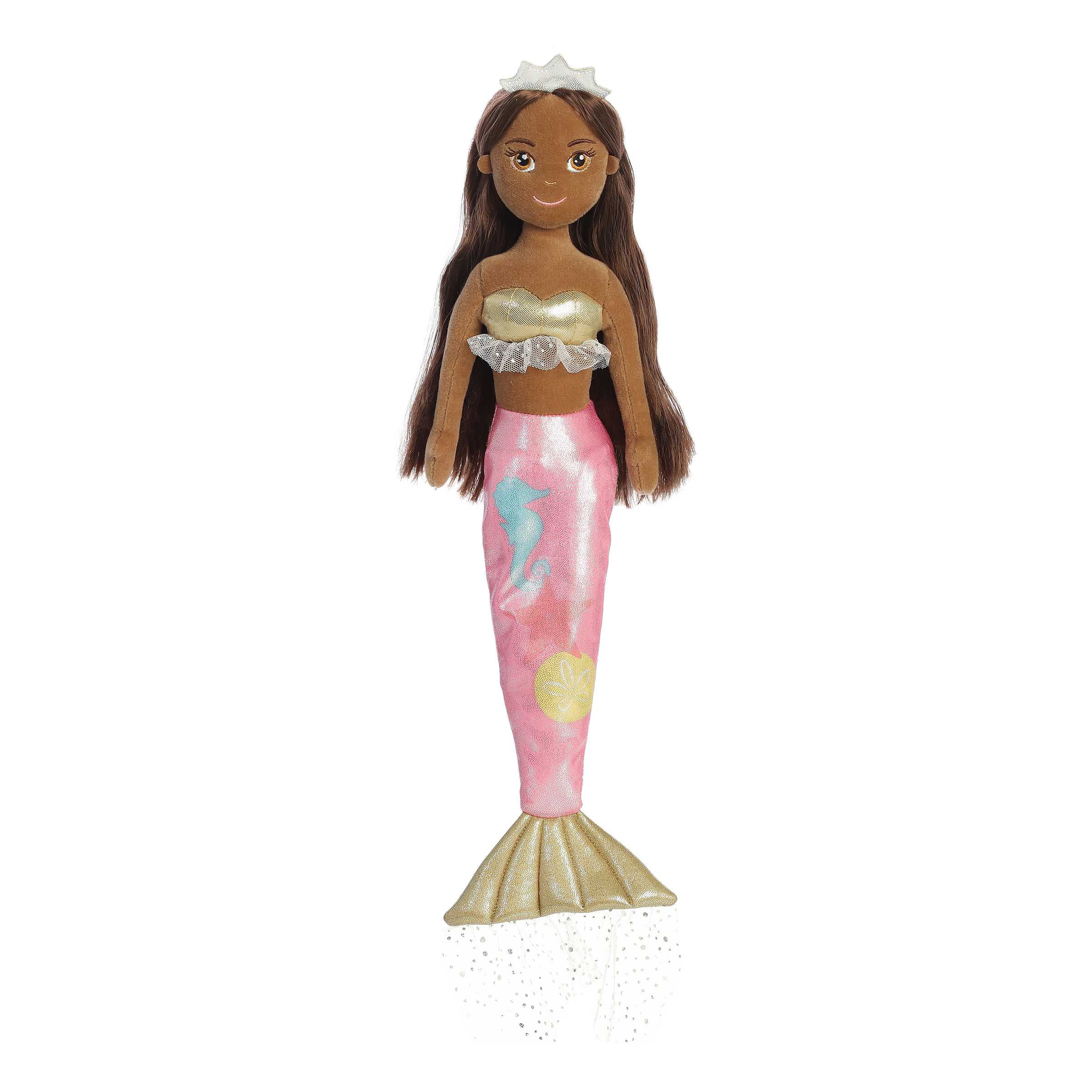 Aurora Enchanting Sea Sparkles Celestial Sparkles Luna Stuffed Animal - 18" Gray Magical Mermaid Plush With Shimmering Color-Shift Fabric & Combable Mylar Hair