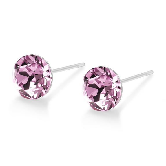 Aurora Light Amethyst Crystal Stud Earrings - 6mm Lavender Hue, Hypoallergenic Stainless Steel, Tarnish-Free
