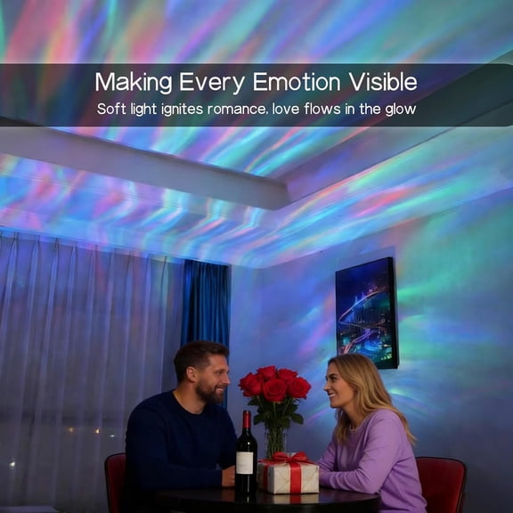 Aurora Light Projector with Custom RGBW Colors & 15 Effects - Adjustable Flow Direction, 4 Brightness & Speed Levels, Northern Lights Projector for Bedroom Living Room Decor and Relaxation