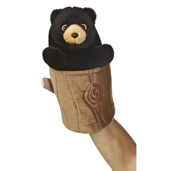 Aurora - Medium Black Hand Puppet - 11" Black Bear Pop Up Puppet - Interactive Stuffed Animal