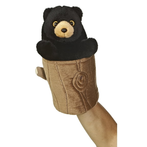 Aurora - Medium Black Hand Puppet - 11" Black Bear Pop Up Puppet - Interactive Stuffed Animal