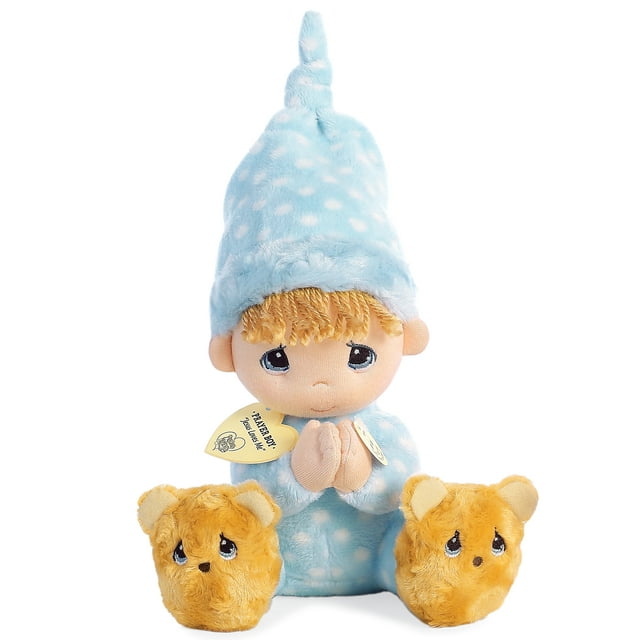 Aurora - Medium Blue Precious Moments - 9.5" Precious Prayer Boy - Inspirational Stuffed Animal