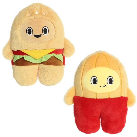 Aurora - Medium Brown Flipovers - 11" Hamburger & Fries - Interactive Stuffed Animal
