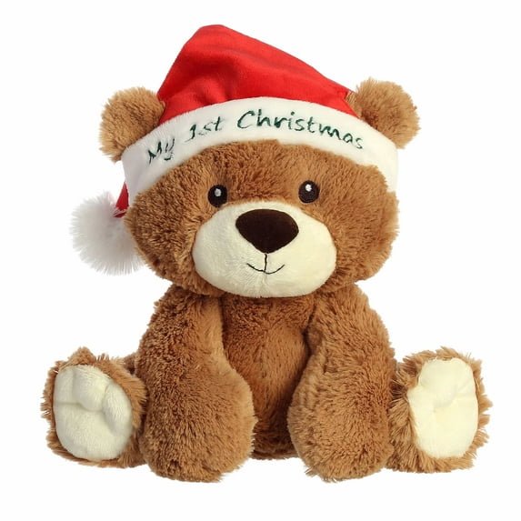 Aurora - Medium Brown Holiday - 10" My First Christmas Bear - Festive Stuffed Animal