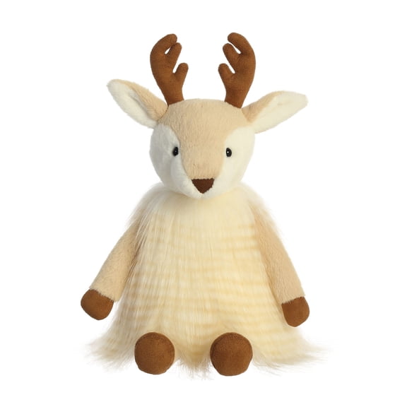 Aurora - Medium Brown Holiday - 12" Fancifur Creme Deer - Festive Stuffed Animal