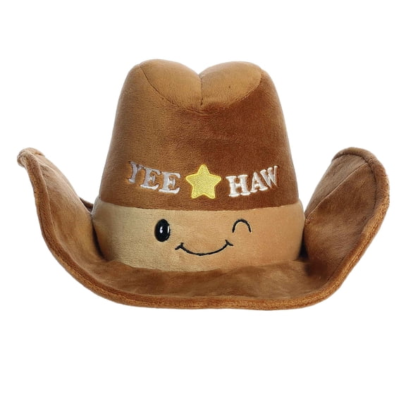 Aurora - Medium Brown JUST SAYIN' - 11" Yee Haw Cowboy Hat - Witty Stuffed Animal