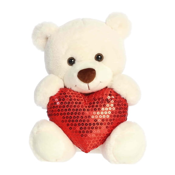 Aurora - Medium Cream Heartwarming Stuffed Animal - 9.5" Glimmerheart Bear - Valentine