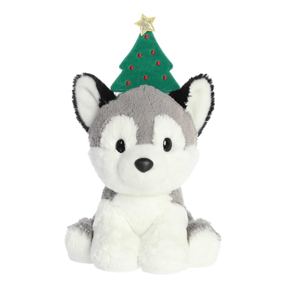 Aurora - Medium Gray Holiday - Holiday Cheer 7.5" Kody Husky - Festive Stuffed Animal