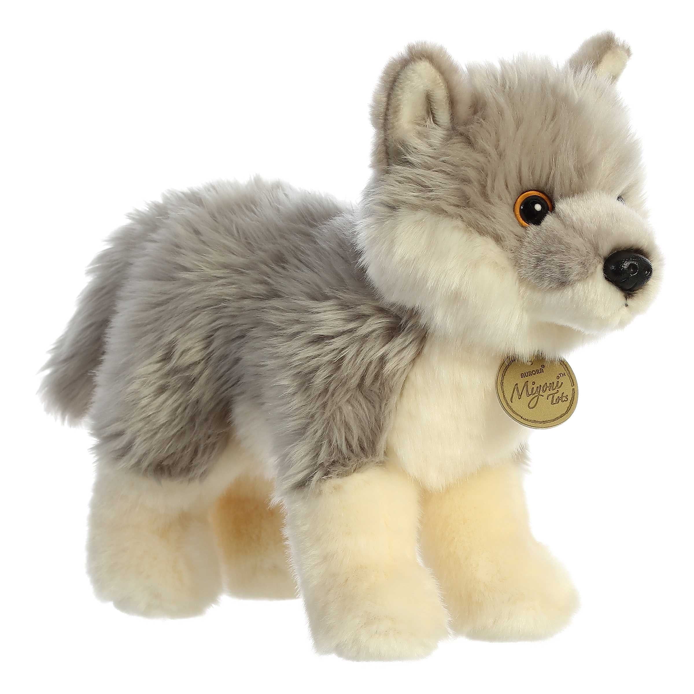 Aurora - Medium Gray Miyoni Tots - 9" Wolf Pup - Adorable Stuffed Animal