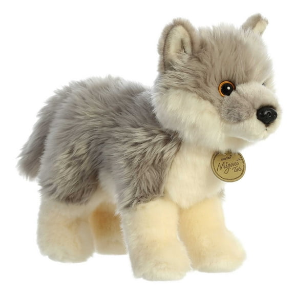 Aurora - Medium Gray Miyoni Tots - 9" Wolf Pup - Adorable Stuffed Animal