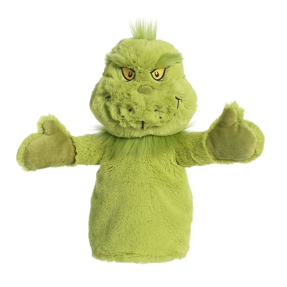 Aurora - Medium Green Dr. Seuss - 10" Grinch Hand Puppet - Whimsical Stuffed Animal