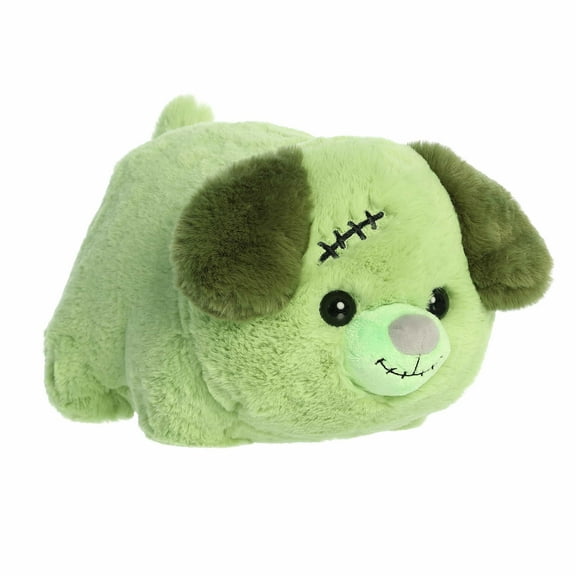 Aurora - Medium Green Spooky Stuffed Animal - 11" Zach Zombie Dog - Spudsters