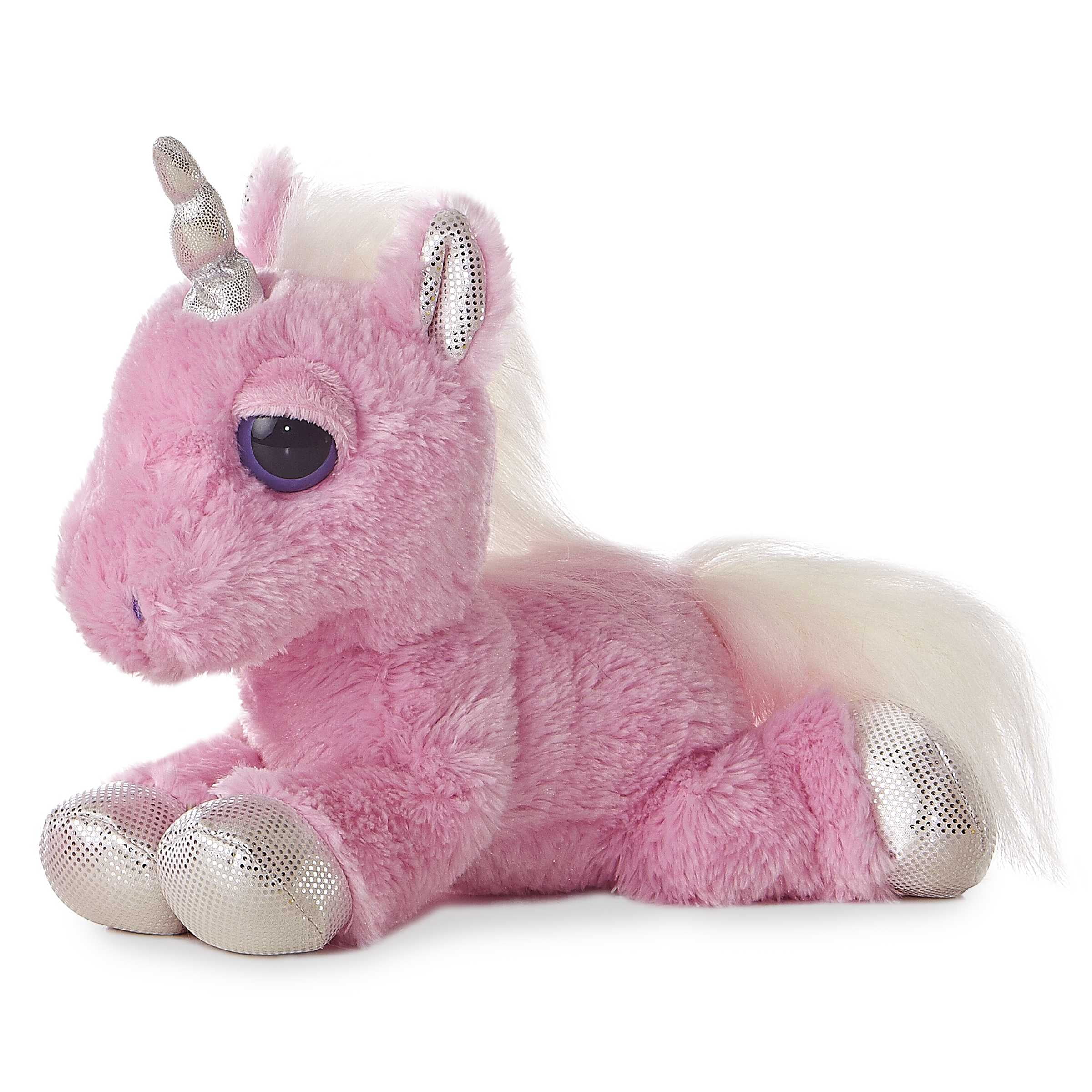 Aurora - Medium Pink Dreamy Eyes - 10 Heavenly Pink Unicorn - Enchanting Stuffed  Animal 