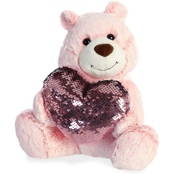 Aurora - Valentine Items - 11" Sparkle Heart Bear Pnk