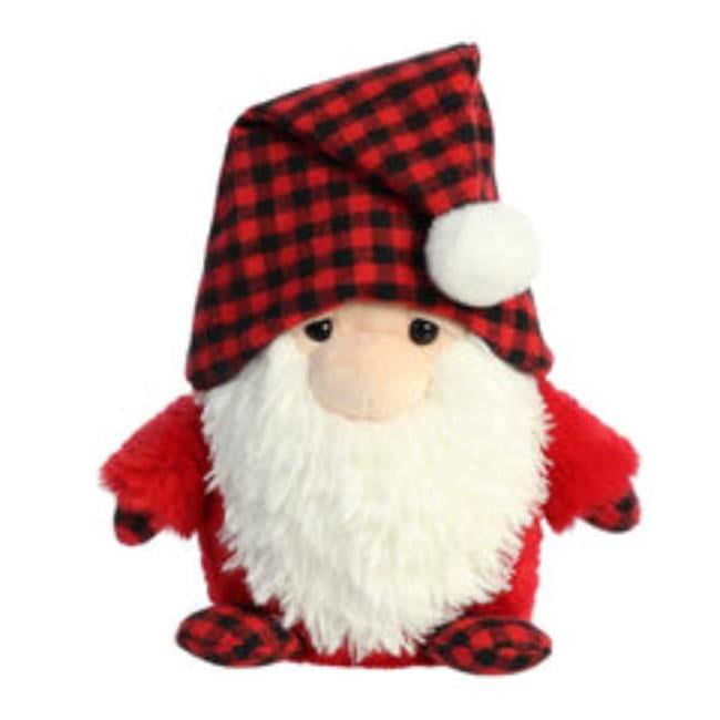 Festive Red and White Plush Holiday Gnome, 10 Inches