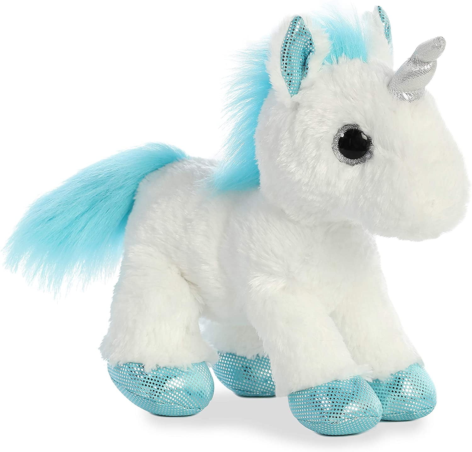 Frosty Unicorn Mid-Size stuffed animal -12" Flopsie by Aurora (White / Blue)
