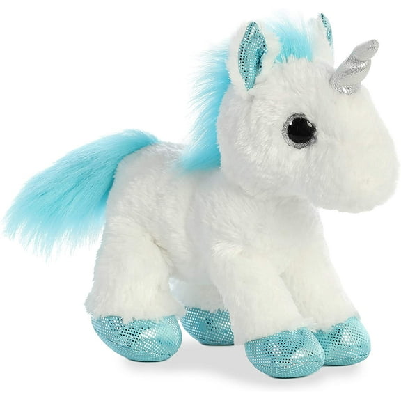 Frosty  Unicorn Mid-Size stuffed animal -12" Flopsie by Aurora (White / Blue)