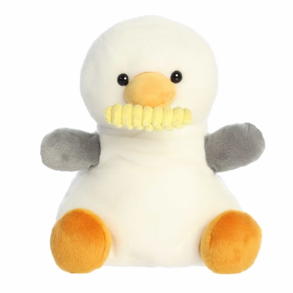 Aurora - Medium White Adorable Stuffed Animal - Party-Sized 12" Buoy Seagull With Fry - Palm Pals Party Sized