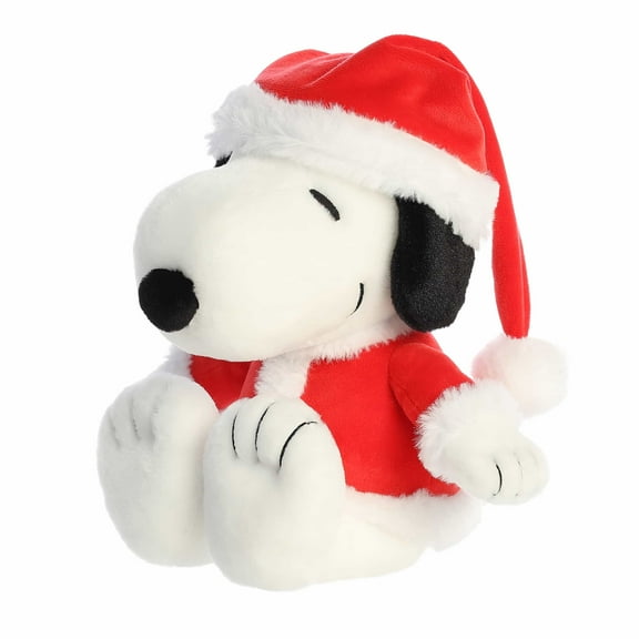 Aurora - Medium White Festive Stuffed Animal - 12" Santa Snoopy - Peanuts