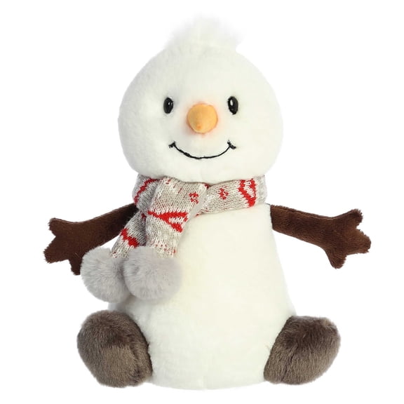 Aurora - Medium White Holiday - Land of Lils 10" Wren Snowman With Scarf - Festive Stuffed Animal