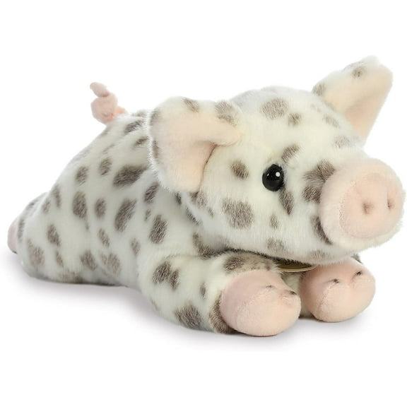 Aurora - Medium White Miyoni - 11.5" Spotted Piglet - Realistic Stuffed Animal