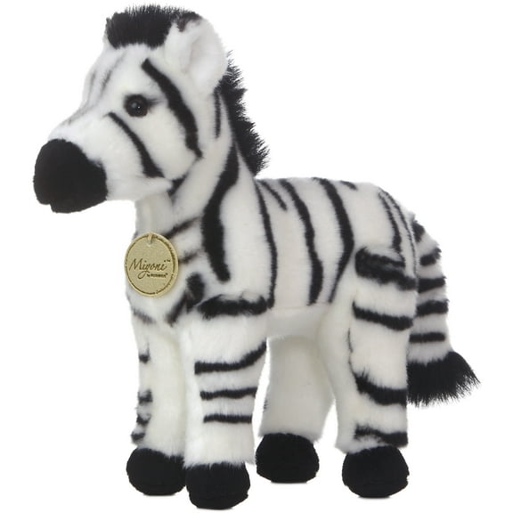 Aurora - Medium White Miyoni - 9.5" Zebra - Realistic Stuffed Animal