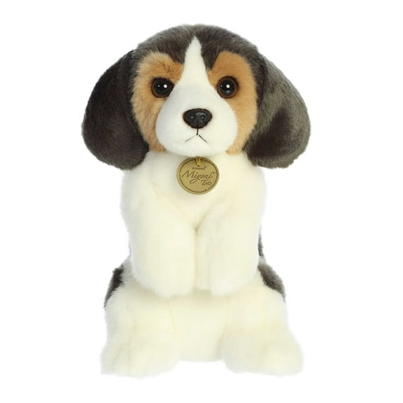 Aurora - Medium White Miyoni Tots - Sitting Pretty 9.5" Beagle Pup - Adorable Stuffed Animal
