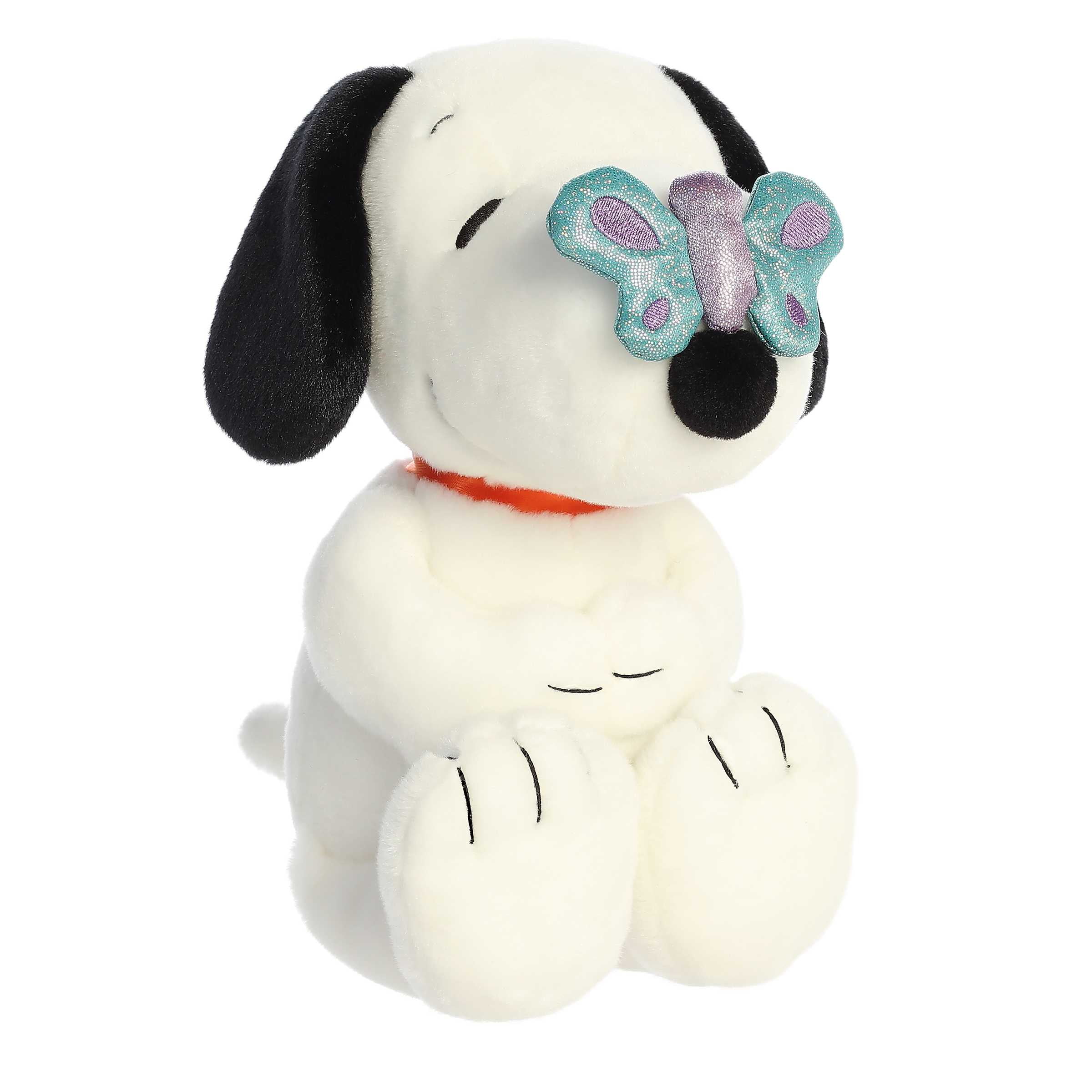 Aurora White Plush Snoopy with Butterfly on Nose