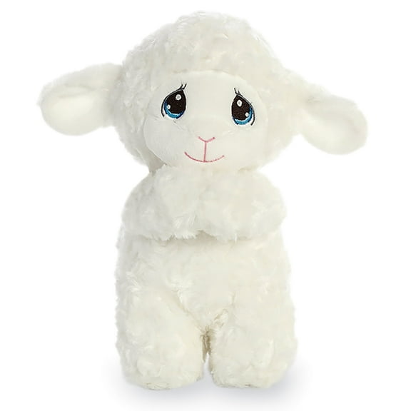 Aurora - Medium White Precious Moments - 10" Luffie Praying Lamb English - Adorable Stuffed Animal
