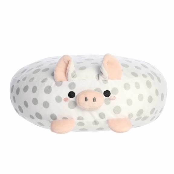Aurora - Medium White Squishy Stuffed Animal - 12" Spiffy Spotted Pig - Flapjacks