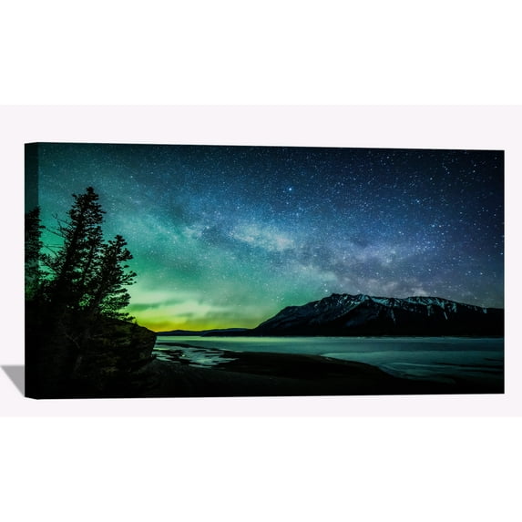Aurora And The Milky Way Wall Art Aurora Borealis Picture Canvas Art Northern Lights Framed Painting Wall Decor For Home Office Bedroom Livingroom Reeady to Hang
