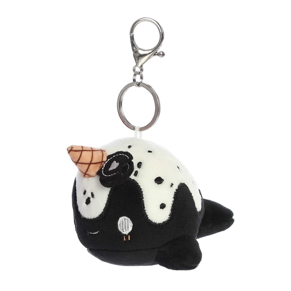 Aurora - Mini Black Tasty Peach - 4.5" Cookies & Cream Nomwhal Clip-On - Enchanting Stuffed Animal