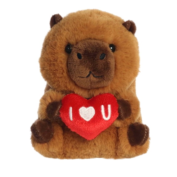 Aurora - Mini Brown Playful Stuffed Animal - 5" I Love U Capybara - Rolly Pet