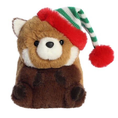 Aurora - Mini Brown Rolly Pet - 5.5" Romi Red Panda - Festive Stuffed Animal