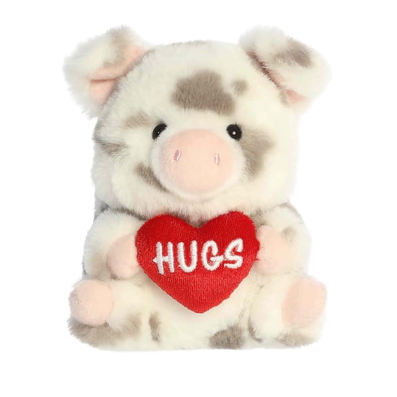 Aurora - Mini Gray Playful Stuffed Animal - 5" Hugs Spotted Pig - Rolly Pet