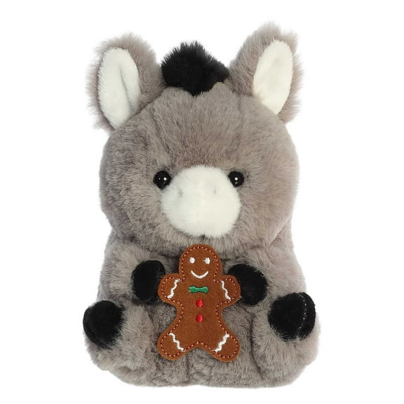 Aurora - Mini Gray Rolly Pet - 6" Denver Donkey - Festive Stuffed Animal