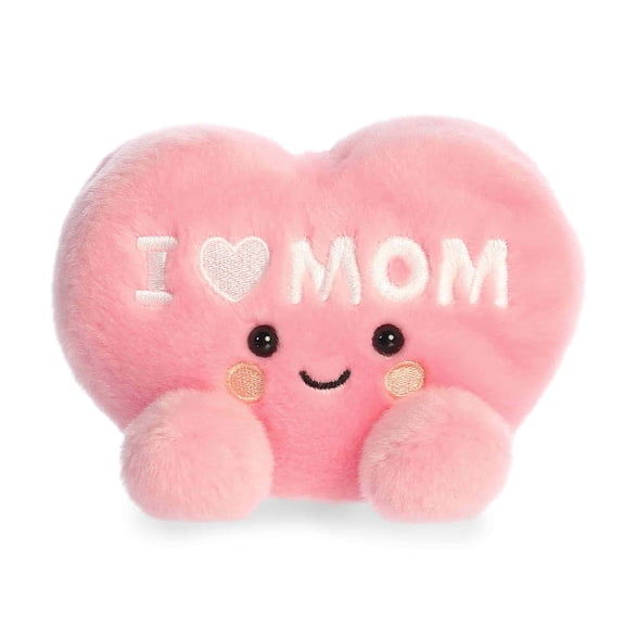 Aurora - Mini Pink Adorable Stuffed Animal - 5" I Love Mom Heart - Palm Pals