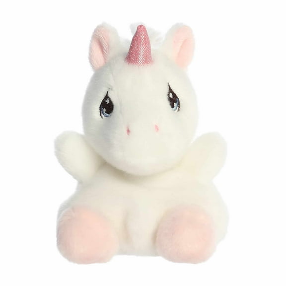 Aurora - Mini White Adorable Stuffed Animal - Palm Pals 5" Sparkle Unicorn - Precious Moments